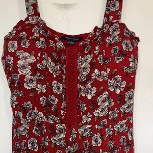 American Eagle Outfitters Red Floral Jumpsuit